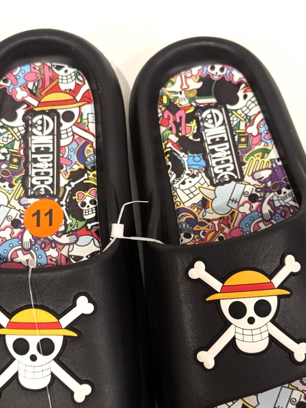 One Piece Straw Hat Pirates Anime Slide Sandal Black Skull Men Size 11 Ground Up